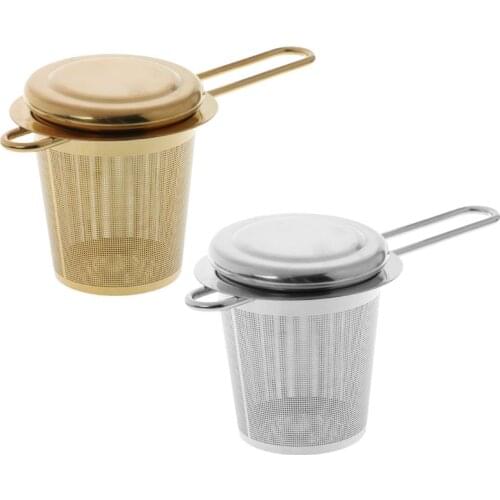 Reusable Mesh Tea Infuser Stainless Steel Strainer Loose Leaf Teapot Spice Filter With Lid Cups Kitchen Accessories