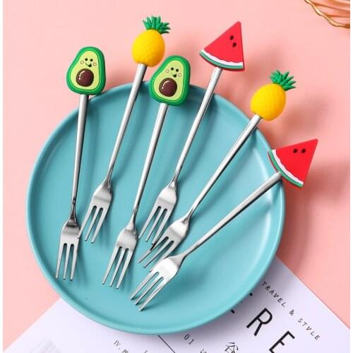 Cartoon Cute Fruit Fork Stainless Steel Household Mini Bento Sign Dessert Dessert Fruit Sign Fork