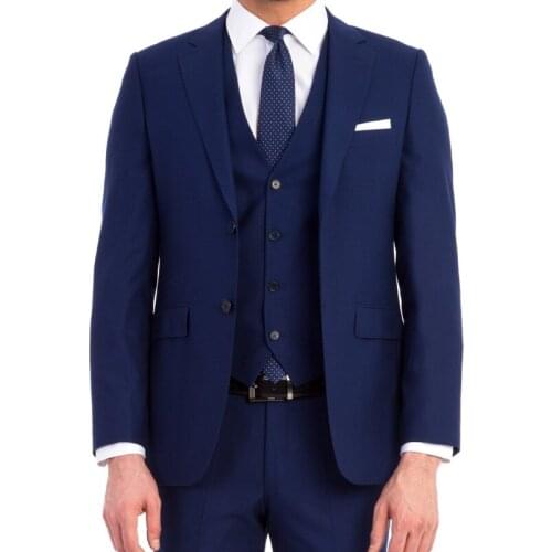 Royal Blue Business Men Suits Slim Fit for Wedding Prom Notched Lapel Groom Tuxedos Male Fashion Set Jacket with Pants Vest