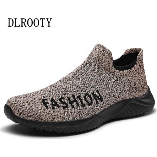 Men Flat Casual Shoes Fashion Outdoor Breathable Couple Slip On Sock Shoes Man Platform Mesh Round Toe Walk Plus Size 35-45
