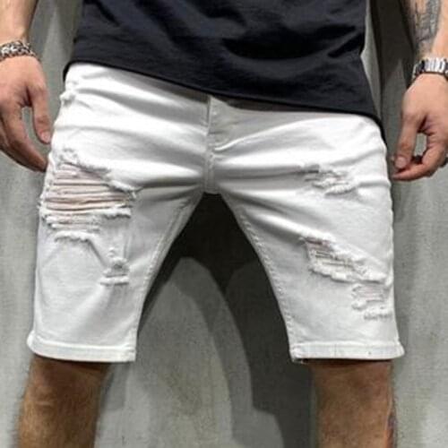 Men Ripped Short Jeans Brand Clothing Bermuda Cotton Shorts Breathable Denim Shorts Male Destroyed Skinny Hole Short Jeans