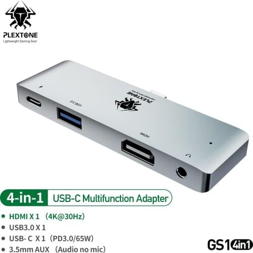 PLEXTONE GS1 4 in 1 USB C Hub for iPad Pro with 4K HDMI USB PD Charging 3.5mm Audio Jack