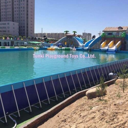 Portable pvc inflatable Rectangular Metal Frame Swimming Pool