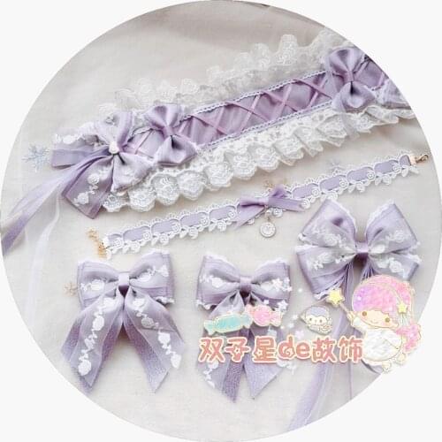 Hand-Made Lolita Soft Sister Light Purple Hair Band Lolita Girl Edge Clamp Choker