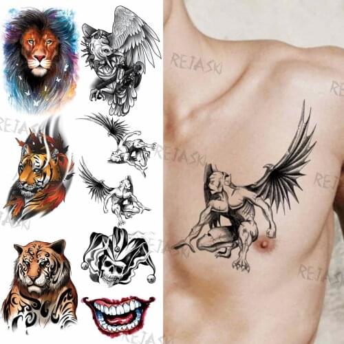 Realistic Monster Wings Paw Fake Tattoo Sticker For Men Women Halloween Lion Tiger Eagle Temporary Tattoos Washable Tatoos Paste