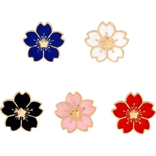 5 colors Romantic Enamel Cherry Blossoms Brooch Pin Brooch Scarf Buckle Bag Shirt Dress Coaplay Jewelry