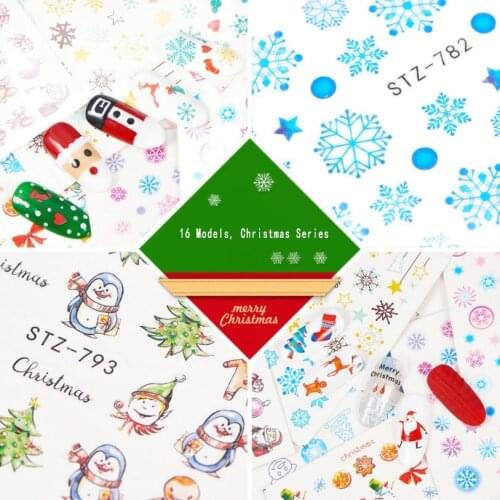 Chrismas Nail Art Foil Transfer Stickers 16pcs Nail Art Supplies Foil Transfers Rose Flowers Nail Decals Nail Extension