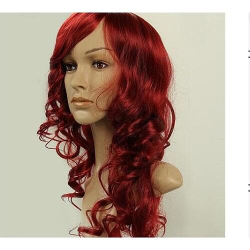 Shun Charming Long Wavy Wine Red Hair Synthetic Wig Womens Party Full Wigs 10.21
