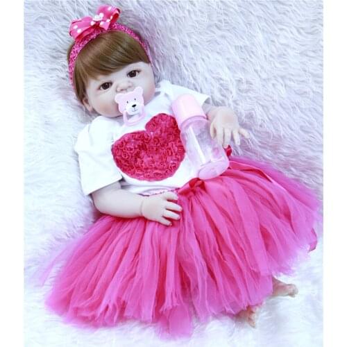 NPK 55cm Full Body Silicone Reborn Girl Baby Doll Toys Lifelike Baby-Reborn Doll child brithday Gift bebe alive reborn bonecas
