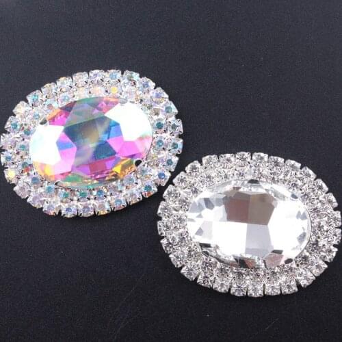 Sew Rhinestones Glass Rhinestones Button Oval Flat Back AB Rhinestone for Craft Garment Decor Jewelry Applique DIY Accessories