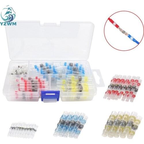 Waterproof Solder Ring Heat Shrinkable Sleeve Intermediate Pipe 100pcs Set 0.25-6m2 Intermediate Terminal Sleeve Box