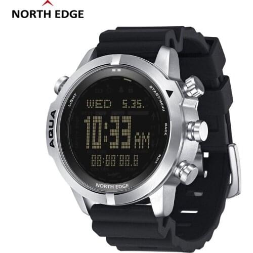 NORTH EDGE AQUA Diver Watches Scuba Diving Waterproof 100m Altimeter Barometer Compass Alarm Count Down Thermometer Smartwatch