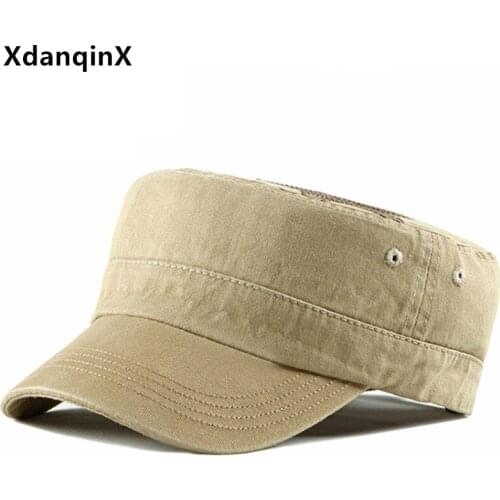 XdanqinX New Casual Cotton Hat Men Flat Cap Navy Military Hats Snapback Cap Adjustable Size Mens Sports Cap Male Bone Dads Hat