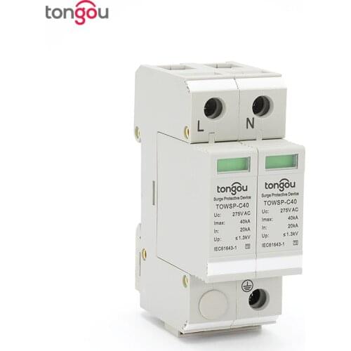 SPD 1P N 20KA~40KA C ~275VAC House Surge Protector Protection Protective Low-voltage Arrester Device