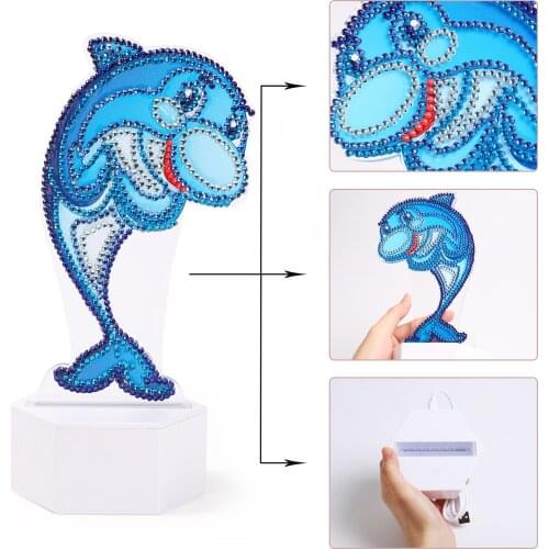 ZOOYA DIY Diamond Painting Led Light Lamp Special Shaped Animal Diamond Mosaic Cross Stitch Embroidery Diamond Art Rhinestone