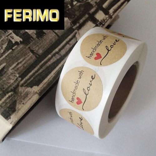 1 Inch Love Kraft Paper 500pcs Cute Stickers Baking Packing Seal Sticker Label For Cake Packaging Seal Labels Handmade Sticker