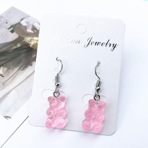 1Pair Creative Cute Mini Gummy Bear Earrings Minimalism Cartoon Design Female Ear Hooks Danglers Jewelry Gift
