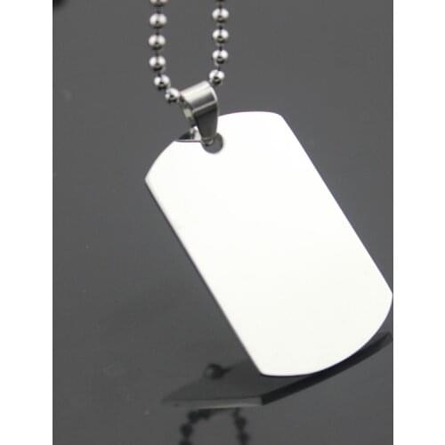 100PCS/Lot 50*28*1.6mm Silver Mirror Effect Stainless Steel Blank Flat Metal Pet ID Dog Tag Pendant lin3890