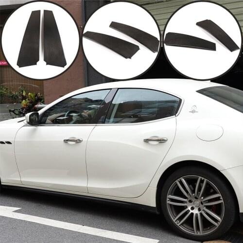 2 Pcs Exterior Details Real Carbon Fiber Door B-Pillar Decorative Stickers for Maserati Ghibli 2014-2021 Car Accessories