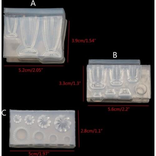 3D Small Glass Bottle Resin Mold Drink Bottle Jar Goblet Cup Simulated Food Mini Cake Cup Silicone Resin Mold Craft Tool