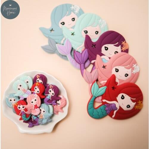 5/10 Pc New Silicone Beads Mini Mermaid Teether Food Grade Silicone Rodent for DIY Pacifier Chain Nursing Bracelet Accessories