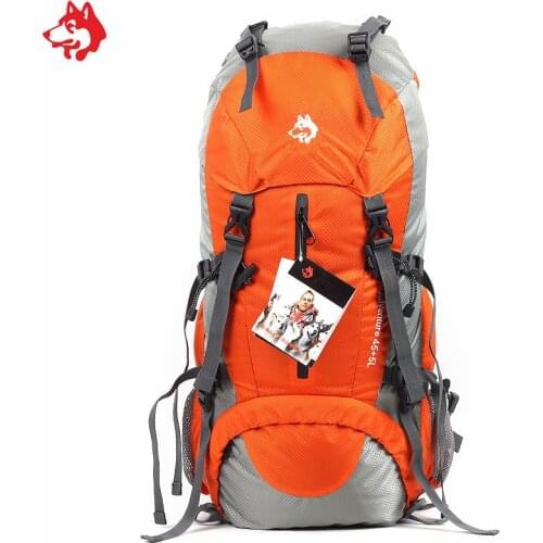 50L Blue/Orange/Green/red mens hiking backpack with rain cover big capacity outdoor mountaineering climbing bag