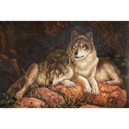 Free shipping realist animal wolf sleeping landscape oil painting canvas painting prints printed on canvas decoration picture