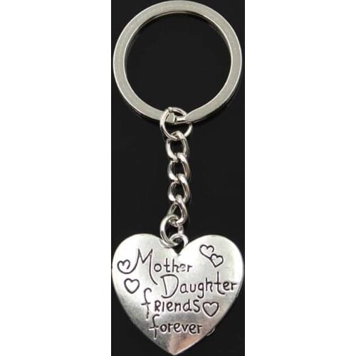 Fashion Keychain 28x30mm Heart Mother Daughter Friends Forever Pendants DIY Men Jewelry Car Key Chain Ring Souvenir For Gift
