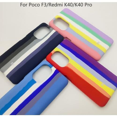 Redmi K40 Pro POCO F3 Rainbow Case Luxury Cover Silky Soft-Touch Liquid Silicone Protective Shell For Xiaomi Poco F3 Redmi K40