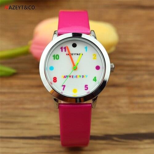 Promotion NAZEYT kids watch little boys girls lovely color scale face quartz watch simple dial easy learn time for student clock