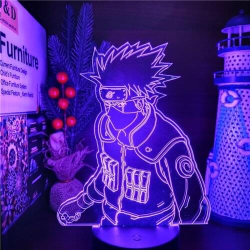 Hatake Kakashi Naruto Bandai 3D Night Light Luminaria Decoration Lighting Lampara Led Shippuden Neon Lights Bedside Decor Lampe