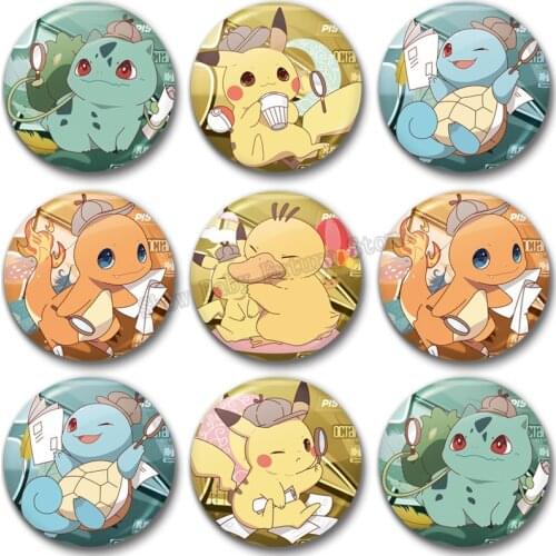 Pokemon Pikachu Little Fire Dragon Jenny Turtle Duck Badge Button Anime Cartoon Children Reward Gift Brooch Anime Figure