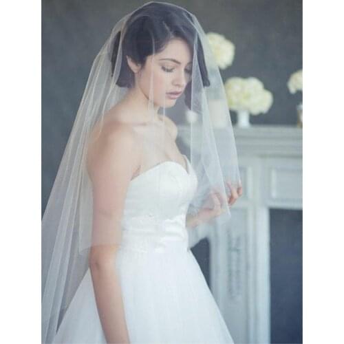 Blusher Veil Elegant Simple Wedding Veil 3 M Long Soft Bridal Veils Without comb White Ivory 1 layers Wedding accessories