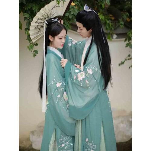 Green Embroidery Hanfu Men&Women Chinese Traditional Adult Cosplay Costume Fancy Dress Hanfu Jacket For Women&Men Plus Size XL