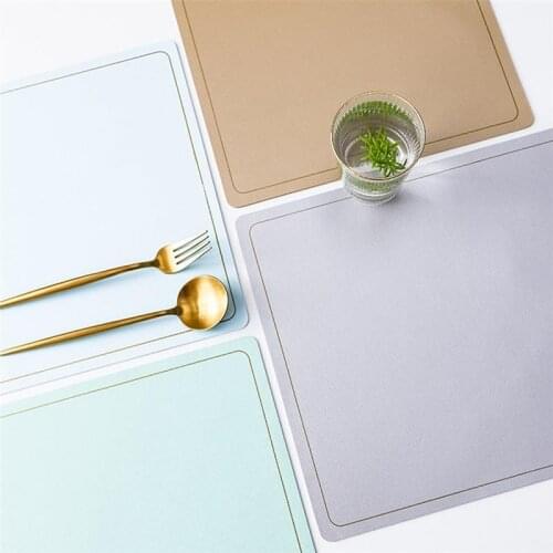 Faux Leather Coaster Festival Placemat for Dining Table Heat insulation Mat Waterproof Rectangle Table Pad Bowl Placemat