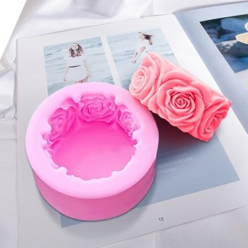 DIY Round Rose Flowers Shape Silicone Soap Mold Handmade Soap Molds Soap Making Fondant Cake Candle Molds Craft Decoration