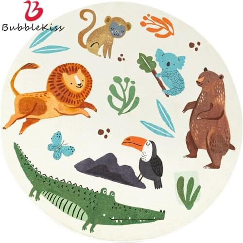 Bubble Kiss Lamb Velvet Round Carpet For Living Room Cartoon Animal Print Parlor Floor Mats Childrens Bedroom Bedside Rugs