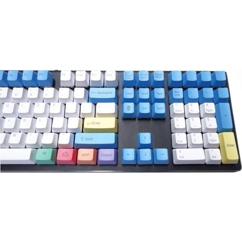 Chalk Keycaps OEM Profile Thick PBT Keyset Laser-etched ANSI Layout for Cherry MX Switches of Mechanical Keyboard