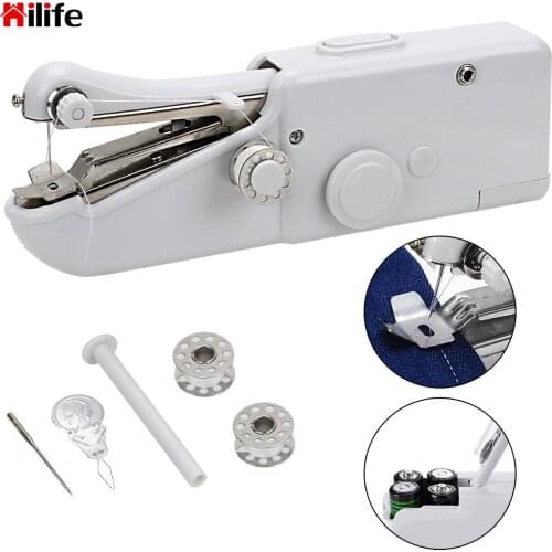 Mini Hand Sewing Machine Electronic Sewing Machine Quick Stitch Sew Needlework Cordless Clothes Fabrics Portable Household