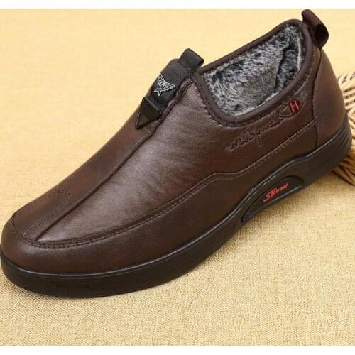 2021 Winter Ankle Boots Footwear Hombre Mens Add Wool Warm Work Snow Booties Elderly Male Light Comfortable Casual Sneakers