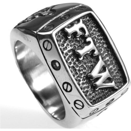 FTW letters Mens stainless steel ring, punk domineering titanium steel ring FTW letters