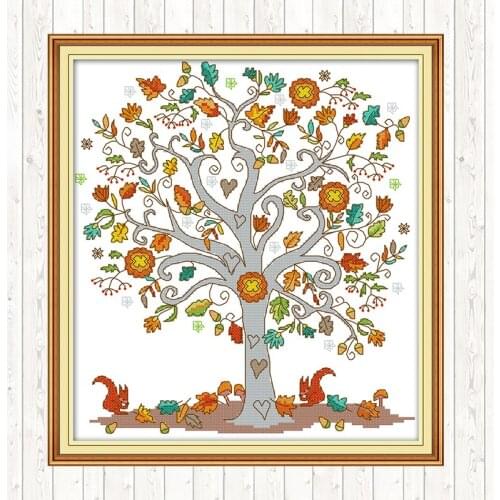 The Tree of Love Patterns Kits Cotton Thread Embroidery Needlework Sets Wall Home Decor Cross Stitch Kits DIY Needlework Crafts