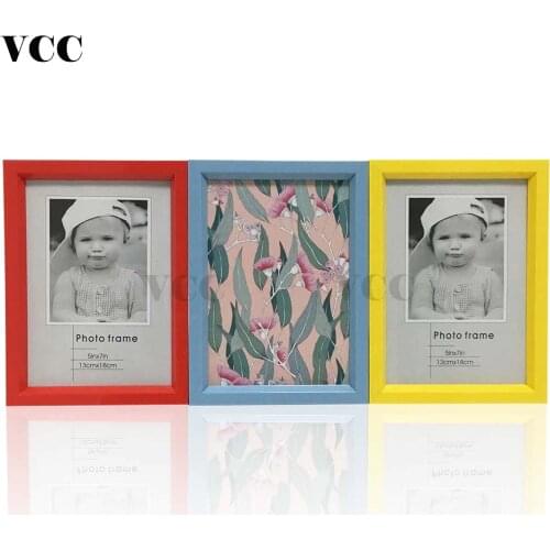Desktop Plastic Photo Frame Children Picture Frame Pleix Glass Inside Red Yellow Blue Classic Minimalist Frame 9x13 13x18cm VCC