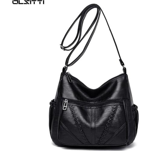 Retro Solid Color Crossbody Shoulder Bags for Women 2021 Large Capacity New High Quality Leather Messenger Travel Bag