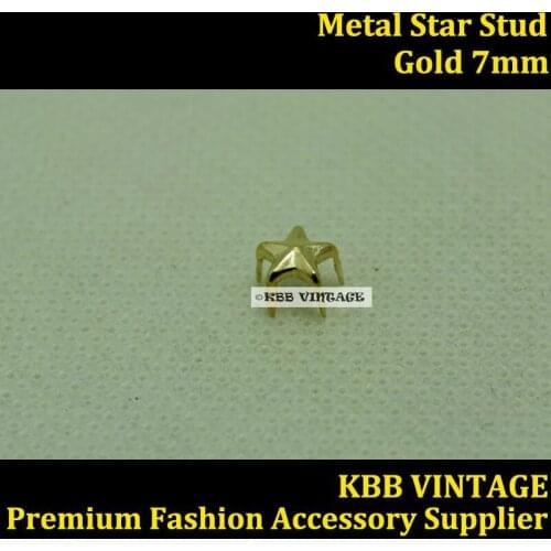 Wholesale Metal Star Stud 7mm in Gold with 5 Prong Claws for Leather Craft/Bag/Shoe/Clothing/Jacket