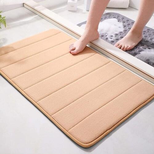 Memory Foam Coral Velvet Super Non-Slip Rapid Water Absorption Soft and Comfortable Easier to Dry Machine Wash Bathroom Mat