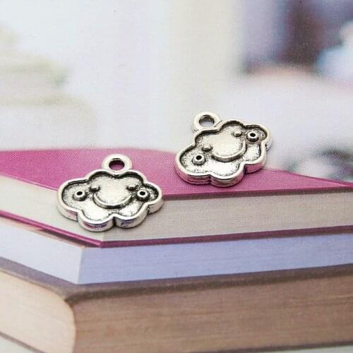 30pcs Silver Color Smiley Cloud Shape Charms Making Sky Pendant Necklaces Keyring Jewelry Dropshipping 13x13mm A3408