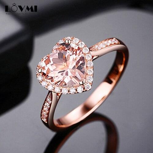 Luxulry Jewelry Silver 925 Champagne Gemstone Heart Shape Love Womens Ring Promise Party Gift Crystal Diamond Jewelry Dropship