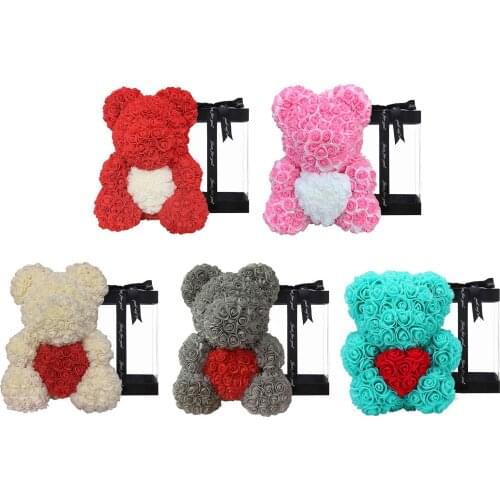 Rose Bear Artificial Flower Rose Teddy Bear Valentines Day Wedding Birthday Christmas Gift