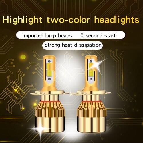 2 pieces H4 LED H1 H3 H7 H11 H8 9006 HB4 HB3 COB car lights 72 watts 7200LM headlight bulb 3000K/6000K12V high beam near light a